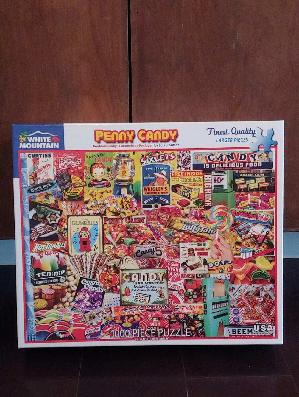 White Mountain Penny Candy Puzzle - Bright Multicolor Candy-Themed Collage - Picture 1 of 4